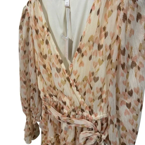 LC Lauren Conrad Peach Pink Heart Patterned Long Sleeve Dress - Picture 4 of 6